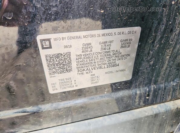 3GKALVEV8LL103854 2020 GMC TERRAIN Black 360 interior view