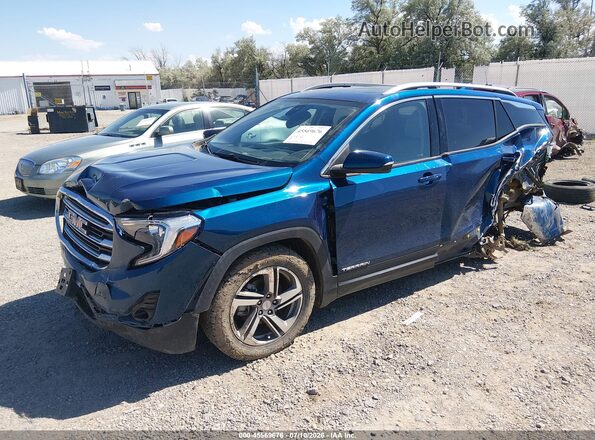 3GKALVEV9ML381244 2021 GMC TERRAIN Blue Առջևի ձախ երեք քառորդ տեսարան