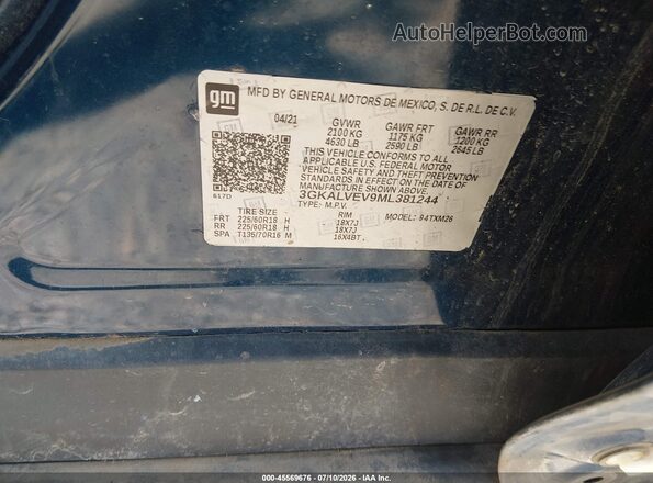 3GKALVEV9ML381244 2021 GMC TERRAIN Blue Շարժիչի բաժամունքի տեսք