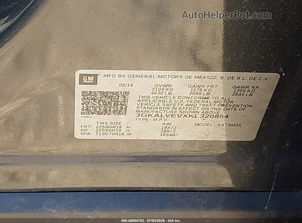 3GKALVEVXKL320854 2019 GMC TERRAIN Серый Вид подкапотного пространства