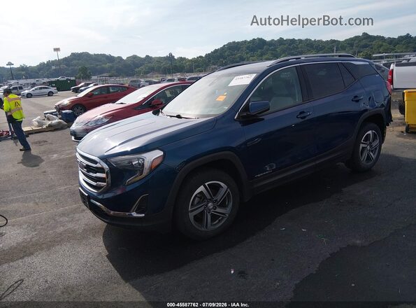 3GKALVEVXML387599 2021 GMC TERRAIN Blue Առջևի ձախ երեք քառորդ տեսարան