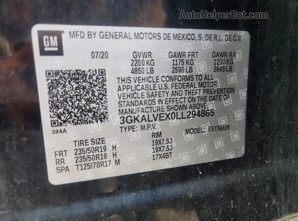 3GKALVEX0LL294865 2020 GMC TERRAIN Black VIN sticker view