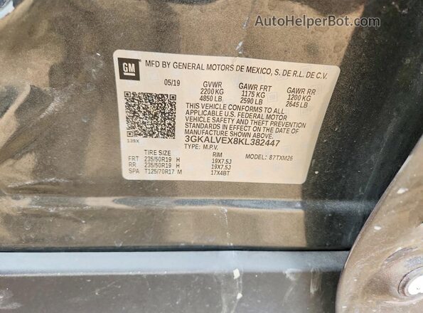 3GKALVEX8KL382447 2019 GMC TERRAIN Gray Вид підкапотного простору