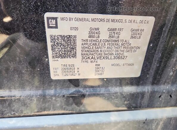 3GKALVEX9LL306527 2020 GMC TERRAIN Черный Вид наклейки с VIN-кодом