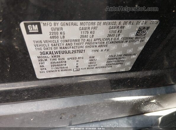 3GKALWEU9JL297921 2018 GMC TERRAIN Black Engine compartment view