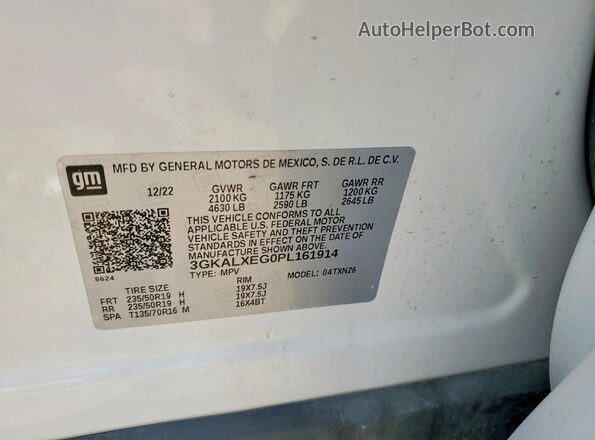 3GKALXEG0PL161914 2023 GMC TERRAIN White Սալոնի 360 աստիճան տեսք