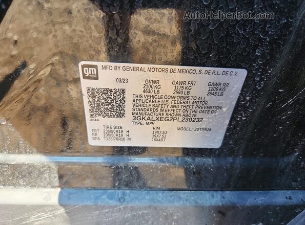 3GKALXEG2PL230232 2023 GMC TERRAIN Black Вид наклейки з VIN-кодом