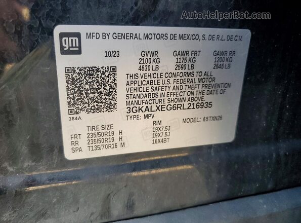 3GKALXEG6RL216935 2024 GMC TERRAIN Black Widok wnętrza 360 stopni