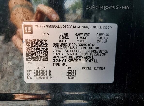 3GKALXEG9PL104711 2023 GMC TERRAIN Black Vista de la etiqueta del VIN