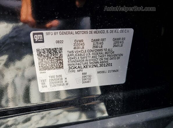 3GKALXEV2NL301201 2022 GMC TERRAIN Black Widok komory silnika