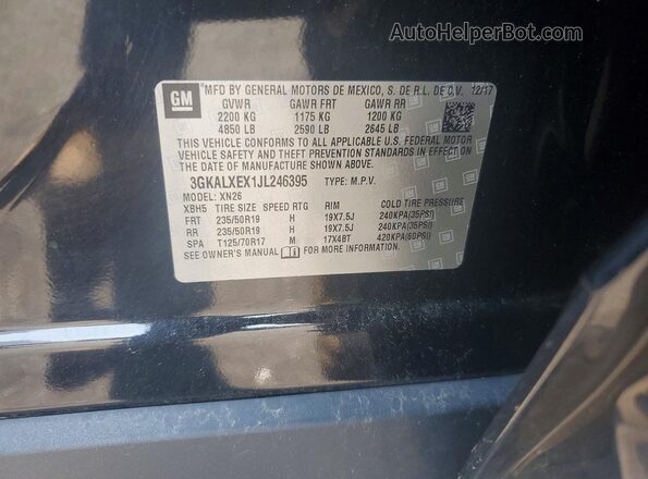 3GKALXEX1JL246395 2018 GMC TERRAIN Black Widok naklejki z numerem VIN