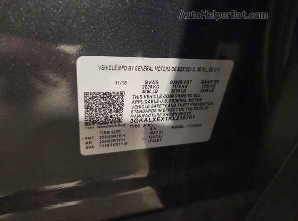 3GKALXEX1KL218761 2019 GMC TERRAIN Угольный Панорамный вид салона 360°