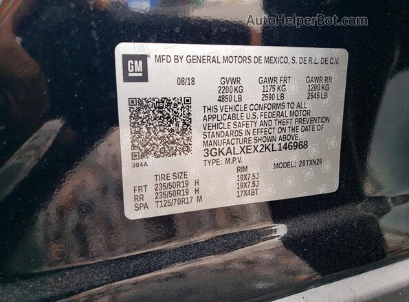3GKALXEX2KL146968 2019 GMC TERRAIN Black Engine compartment view
