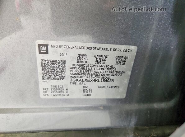 3GKALXEX4KL184038 2019 GMC TERRAIN Gray Engine compartment view
