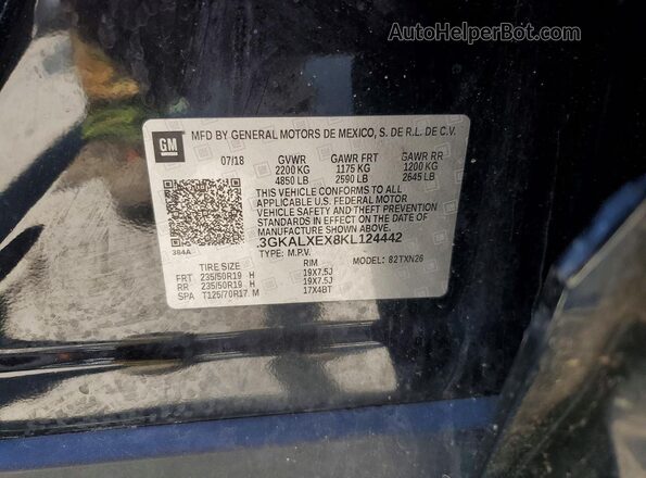 3GKALXEX8KL124442 2019 GMC TERRAIN Черный Панорамный вид салона 360°