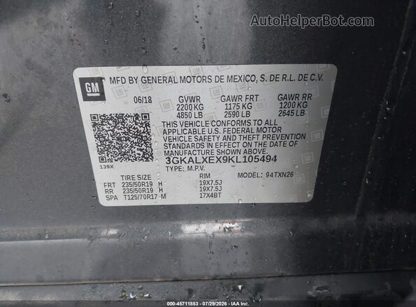 3GKALXEX9KL105494 2019 GMC TERRAIN Серый Вид подкапотного пространства