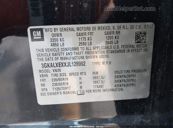 3GKALXEXXJL128992 2018 GMC TERRAIN Black Вид підкапотного простору
