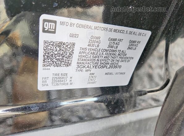 3GKALYEG5PL203970 2023 GMC TERRAIN Black Вид наклейки з VIN-кодом