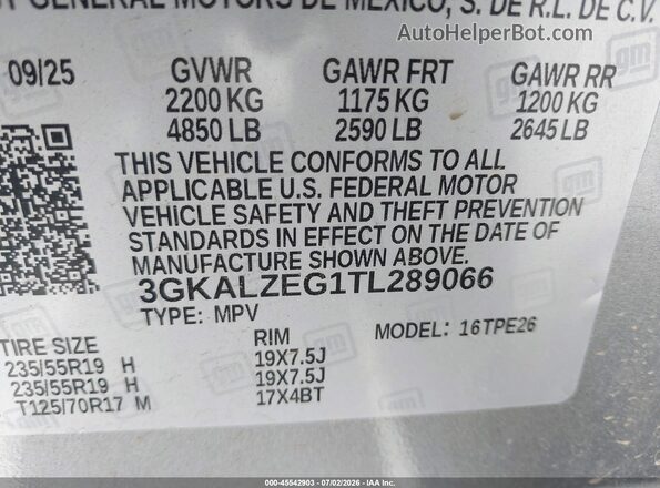 3GKALZEG1TL289066 2026 GMC TERRAIN Gray Vista del compartimento del motor