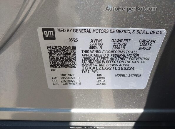 3GKALZEG2TL163234 2026 GMC TERRAIN DENALI AWD Silver Engine compartment view