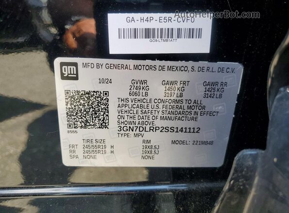 3GN7DLRP2SS141112 2025 CHEVROLET EQUINOX Black VIN կոդի պիտակի տեսք