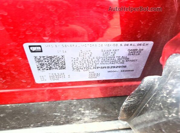 3GN7DLRP5RS292908 2024 CHEVROLET EQUINOX Red Vista de la etiqueta del VIN