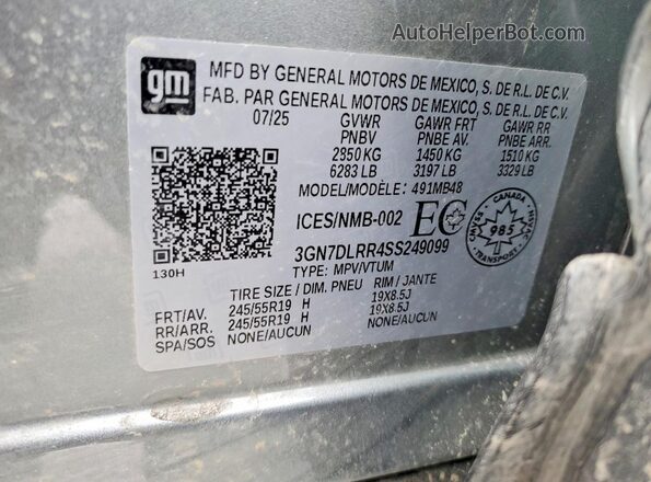 3GN7DLRR4SS249099 2025 CHEVROLET EQUINOX Gray Vista interior de 360 grados