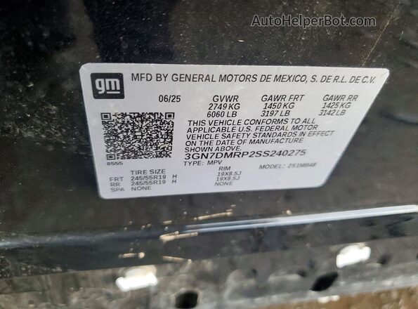3GN7DMRP2SS240275 2025 CHEVROLET EQUINOX Черный Вид подкапотного пространства