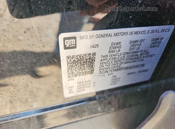 3GN7DMRP3SS219726 2025 CHEVROLET EQUINOX Черный Вид подкапотного пространства