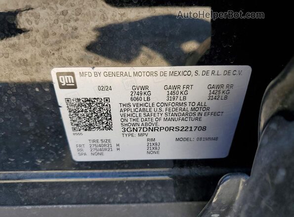 3GN7DNRP0RS221708 2024 CHEVROLET EQUINOX Black Widok naklejki z numerem VIN