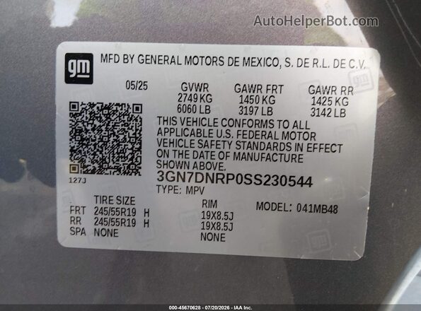 3GN7DNRP0SS230544 2025 CHEVROLET EQUINOX Purple Շարժիչի բաժամունքի տեսք