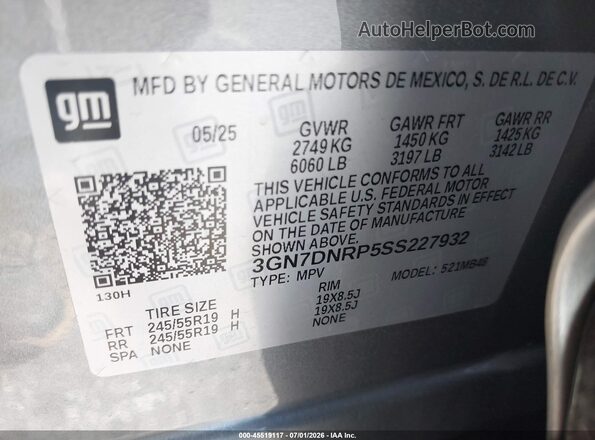 3GN7DNRP5SS227932 2025 CHEVROLET EQUINOX Silver Вид підкапотного простору