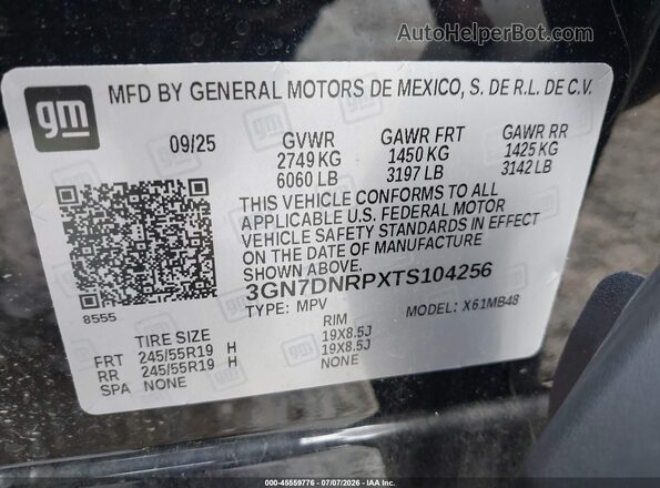 3GN7DNRPXTS104256 2026 CHEVROLET EQUINOX Black ძრავის განყოფილების ხედი