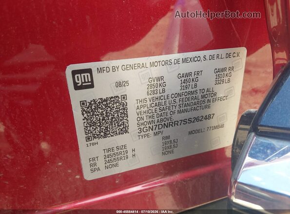 3GN7DNRR7SS262487 2025 CHEVROLET EQUINOX Red Vista del compartimento del motor