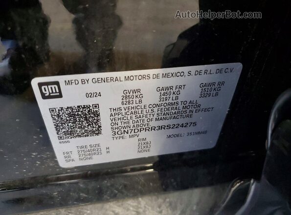 3GN7DPRR3RS224275 2024 CHEVROLET EQUINOX Black VIN კოდის სტიკერის ხედი