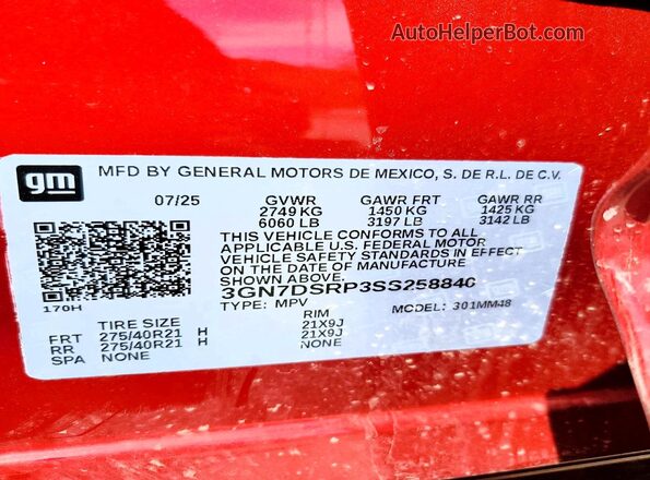 3GN7DSRP3SS258840 2025 CHEVROLET EQUINOX Red Vista interior de 360 grados