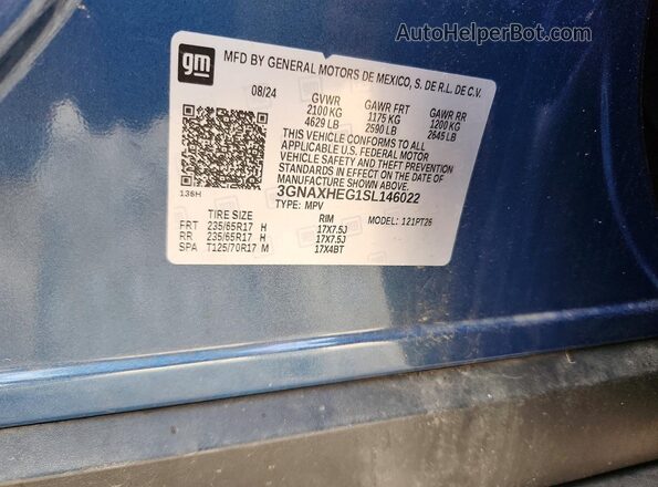 3GNAXHEG1SL146022 2025 CHEVROLET EQUINOX Blue Widok wnętrza 360 stopni
