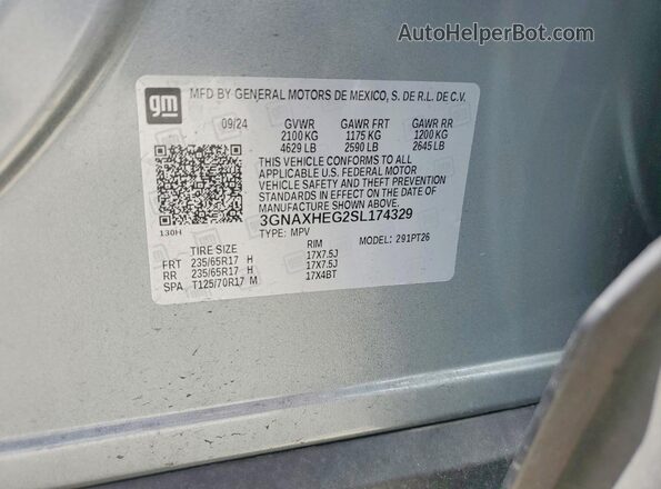3GNAXHEG2SL174329 2025 CHEVROLET EQUINOX Silver ძრავის განყოფილების ხედი