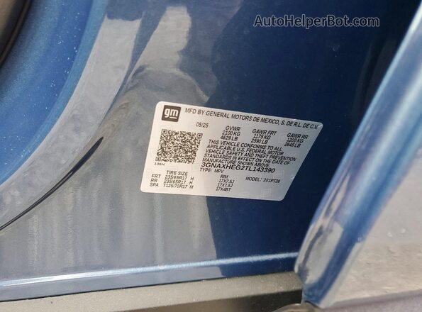 3GNAXHEG2TL143390 2026 CHEVROLET EQUINOX Blue სალონის 360-გრადუსიანი ხედი