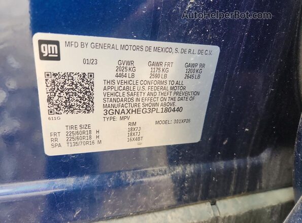 3GNAXHEG3PL180440 2023 CHEVROLET EQUINOX Blue Շարժիչի բաժամունքի տեսք