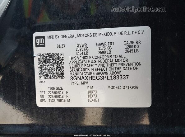 3GNAXHEG3PL183337 2023 CHEVROLET EQUINOX Black ძრავის განყოფილების ხედი