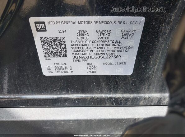 3GNAXHEG3SL227569 2025 CHEVROLET EQUINOX Black ძრავის განყოფილების ხედი