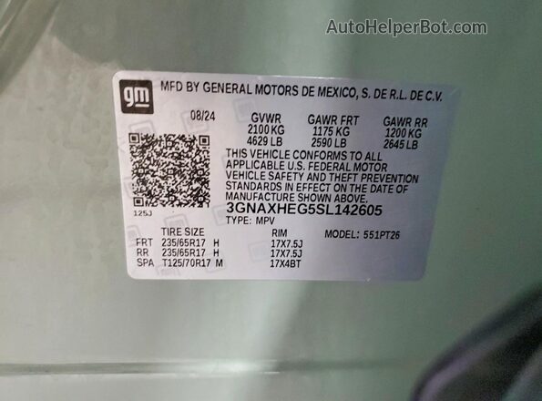 3GNAXHEG5SL142605 2025 CHEVROLET EQUINOX Green 360 interior view