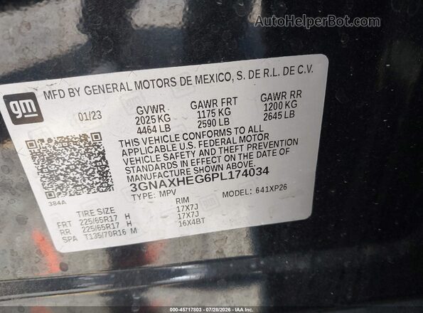 3GNAXHEG6PL174034 2023 CHEVROLET EQUINOX Black Widok komory silnika