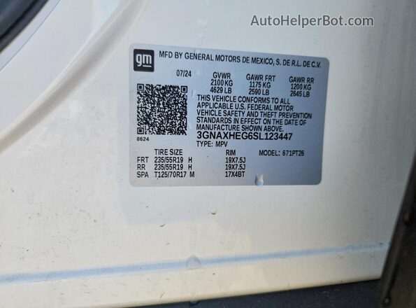 3GNAXHEG6SL123447 2025 CHEVROLET EQUINOX White Engine compartment view