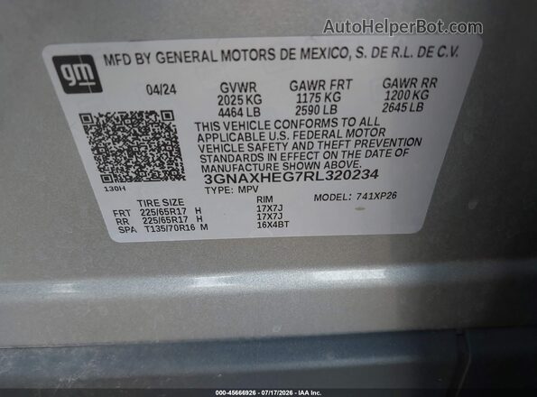 3GNAXHEG7RL320234 2024 CHEVROLET EQUINOX Gray Vista del compartimento del motor