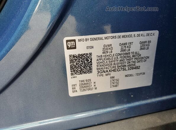 3GNAXHEG7SL109492 2025 CHEVROLET EQUINOX Blue Widok komory silnika