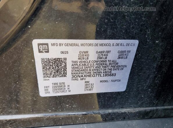 3GNAXHEG7TL185683 2026 CHEVROLET EQUINOX Black VIN sticker view