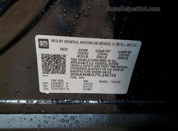 3GNAXHEG7TL246725 2026 CHEVROLET EQUINOX Black Vista de la etiqueta del VIN
