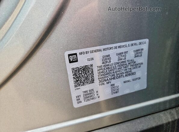 3GNAXHEG9TL409083 2026 CHEVROLET EQUINOX Gray Vista del compartimento del motor